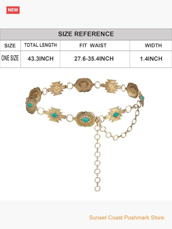 Western Metal Concho Belt Cowgirl Waist Chain Dress Pants Adjustable main image 4